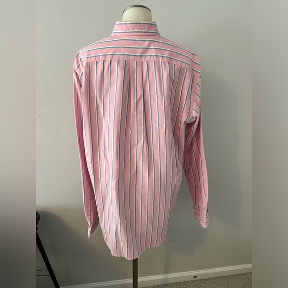 Ralph Lauren Men’s Classic Fit Button Down Shirt Large L Dry Cleaned Pink Stripe - Picture 2 of 5